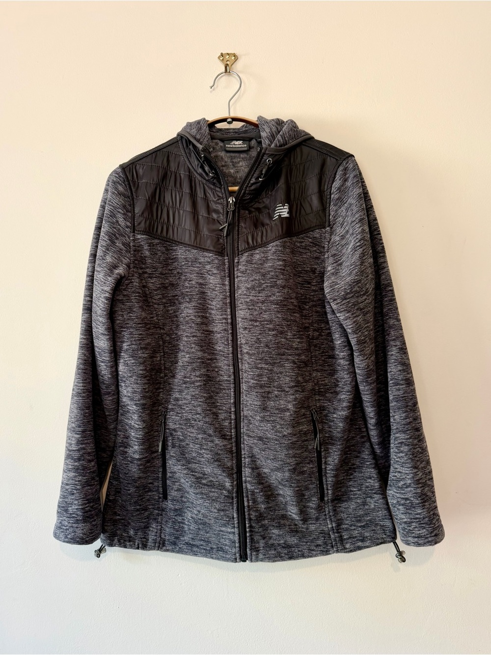 New Balance Grey Heather Hooded Fleece Full-Zip Jacket - S